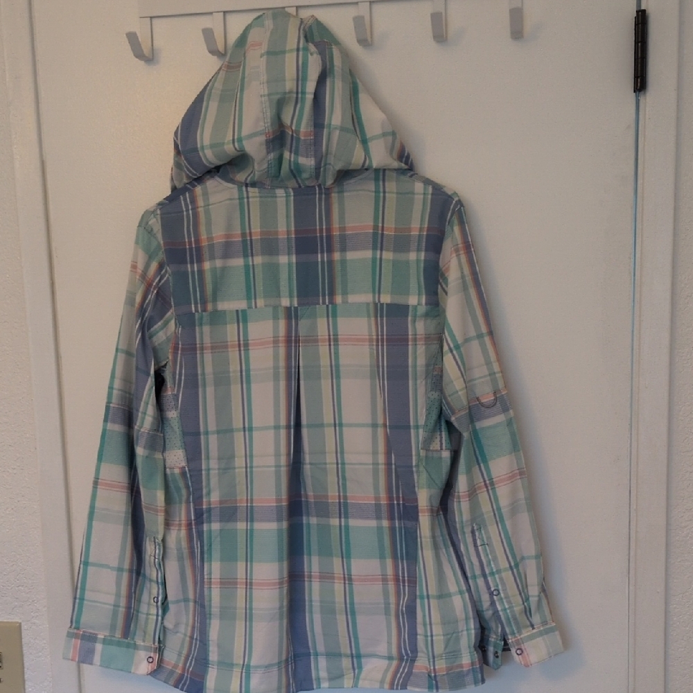 Coolibar Plaid Hoodie - Blue, Green, Pink - Picture 4 of 5